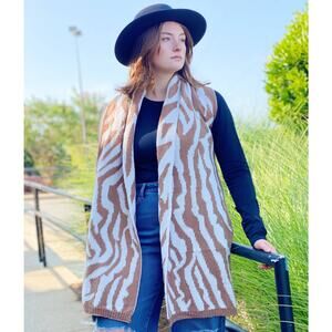 Dare To Wear Animal Zebra Print Cozy Scarf Brown